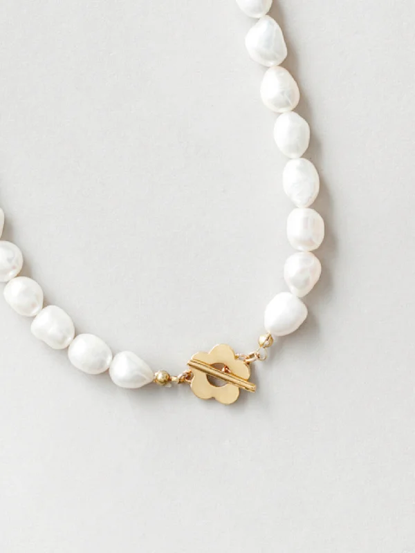 wedding anniversary necklaces for women-Lola Pearl Necklace in Gold (Sample)