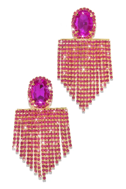 personalized stud earrings for women-All Night Statement Fringe Earring - Pink