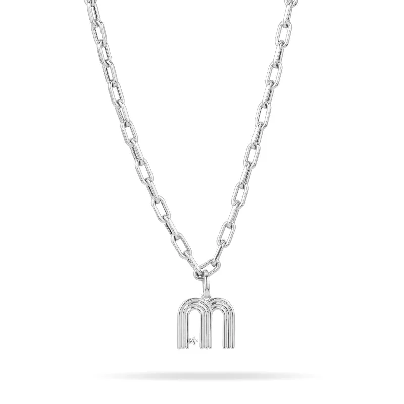 emerald necklaces for women-5.3mm Groovy Italian Chain Initial Necklace in Sterling Silver