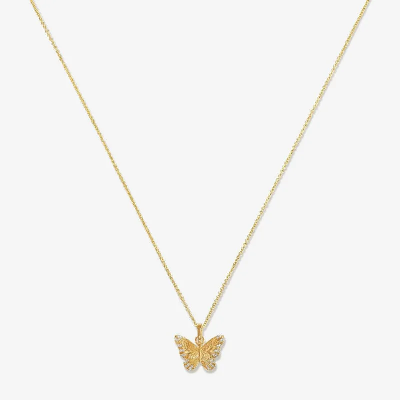 diamond bar necklaces for women-Pavel butterfly charm necklace