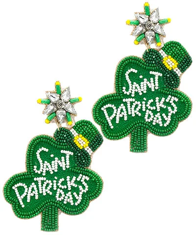 small hoop earrings for women-SAINT PATRICK'S DAY Clover Earrings