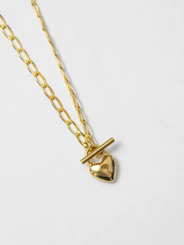 diamond drop necklaces for women-Heart Toggle Necklace in Gold