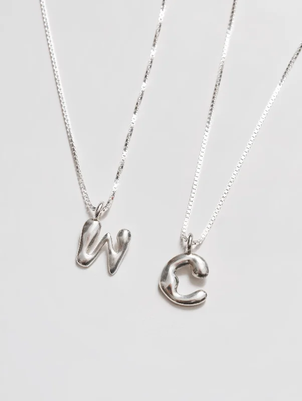 statement necklaces for women-Alphabet Charm Necklace in Sterling Silver