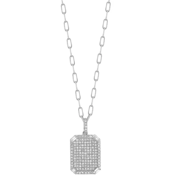 turquoise necklaces for women-READY TO SHIP DIAMOND PAVE ID PENDANT NECKLACE