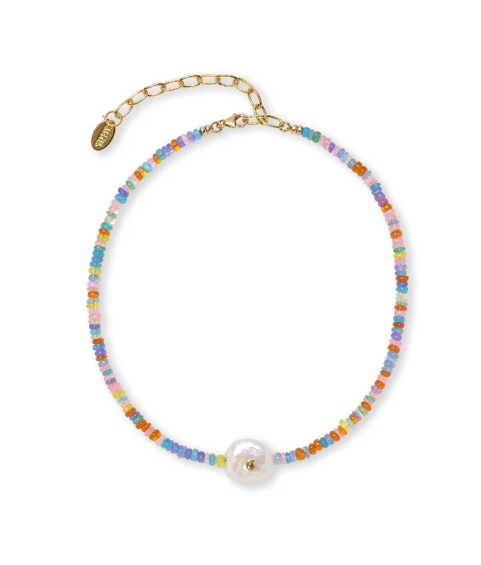 personalized necklaces for women-Destination Necklace in Rainbow Opal