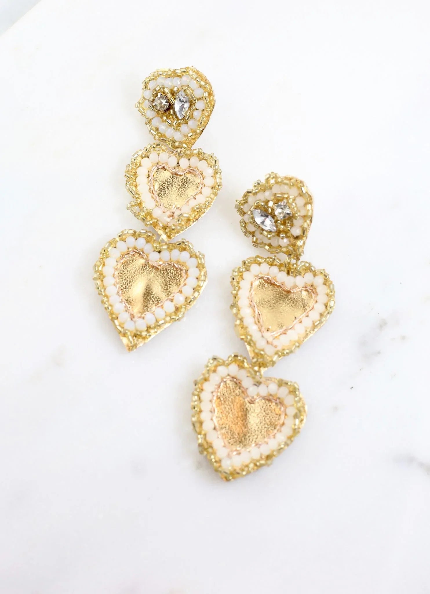 chic earrings for women-Vickie Embellished Heart Earring GOLD