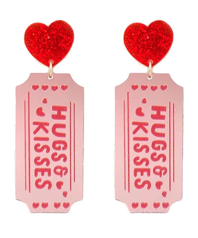 bridal earrings for women-HUG & KISSES Movie Ticket Earrings