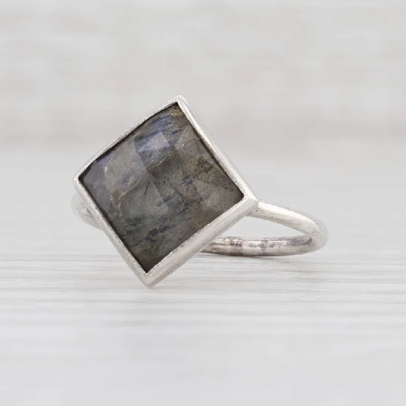 gemstone engagement rings for women-New Nina Nguyen Spirit Labradorite Ring Sterling Silver Size 7 Solitaire