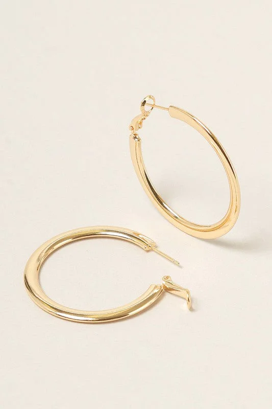 personalized stud earrings for women-OE: SM-14K Gold Dipped Omega Closure Hoop Earrings