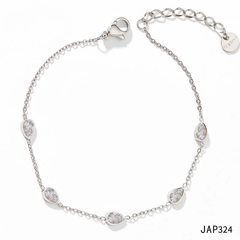 Jak324 Anklet Silver White Zirconium