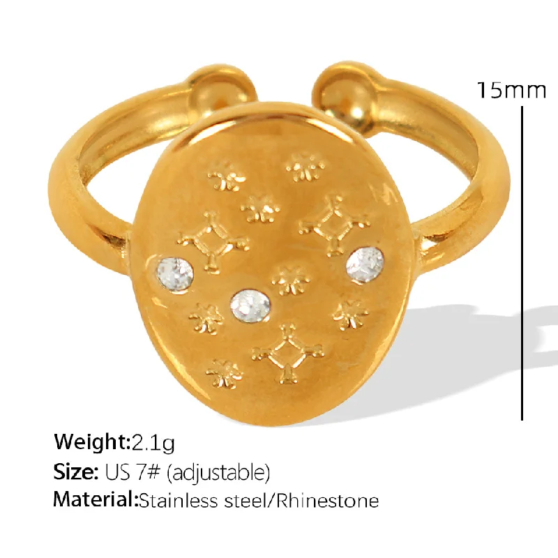 Jz37 Beautiful Circumference 7# Adjustable Gold Ring