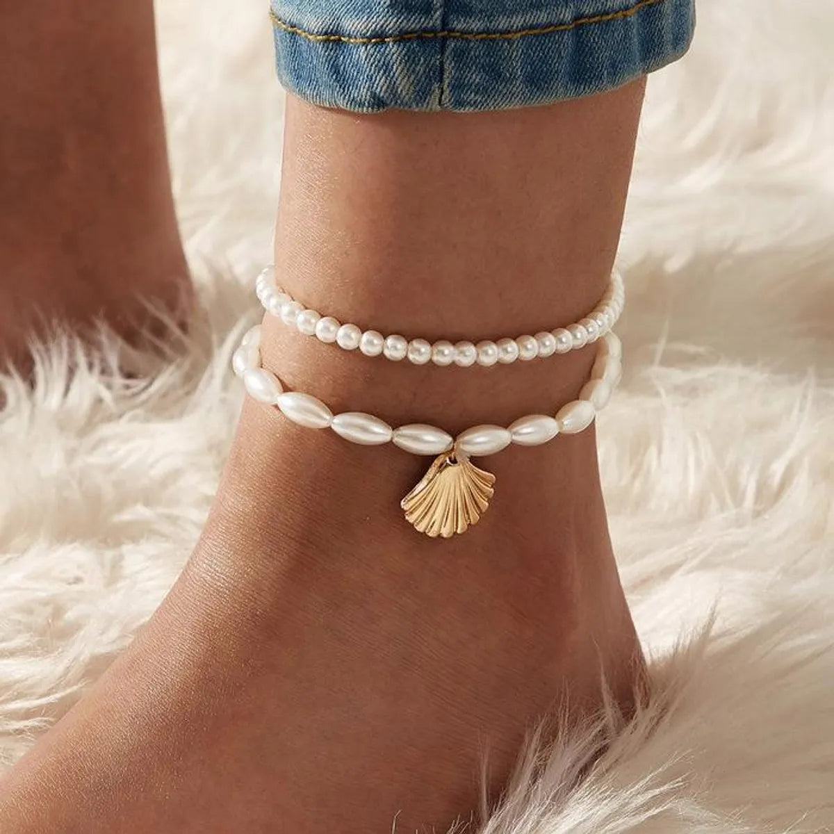 silver charm bracelet for women-Vintage Style Shell Alloy Unisex Anklet