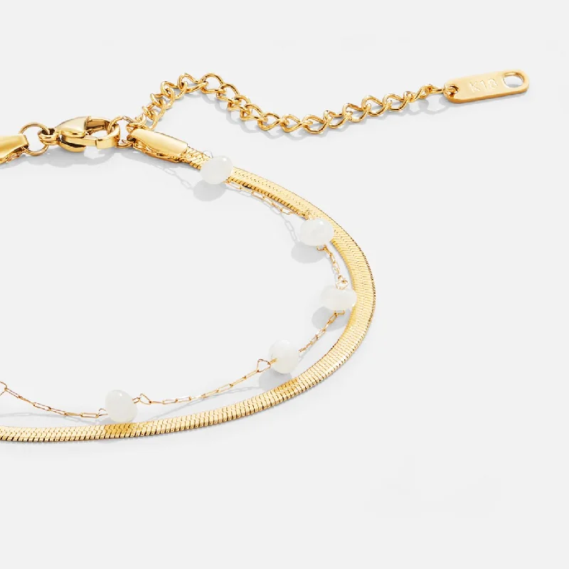 crystal bracelet for women-Layered Snake Chain Gold Anklet