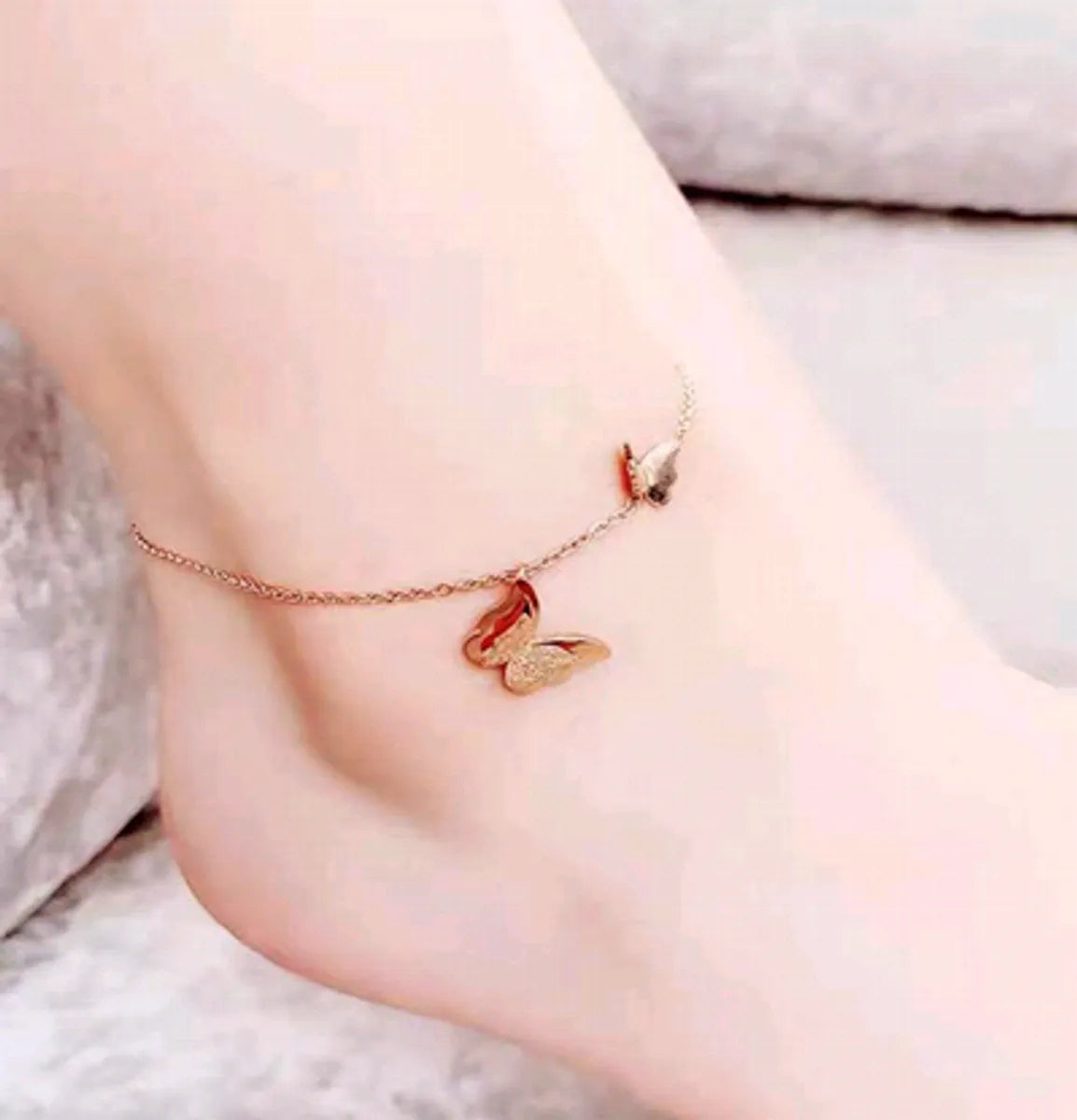 flower anklet for women-Korean Butterfly Titanium Steel Anklet