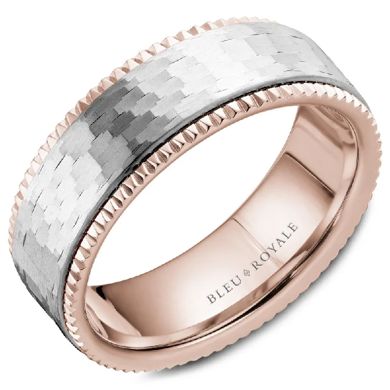 high-quality engagement rings for women-14K Rose Gold With Textured White Gold Center