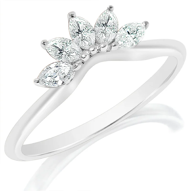 antique engagement rings for women-Marquise Five Stone Curved Band