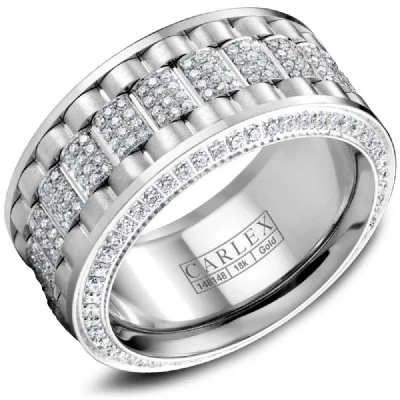 engagement rings for women with hidden diamonds-14K White Gold Band with 1.28ctw Diamonds