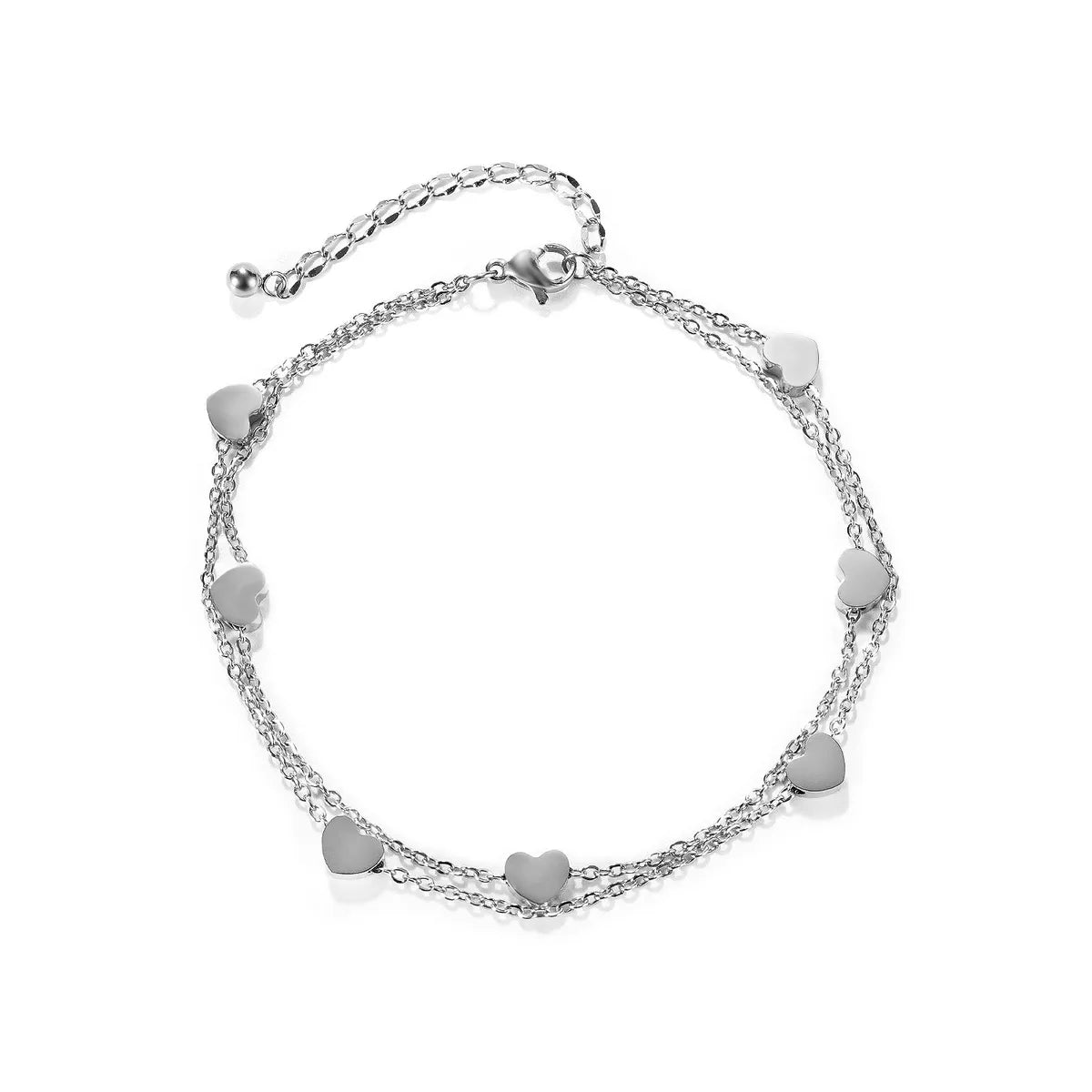 fashion bracelet for women-Fashion Heart-shape Simple Single Layer Stainless Steel Anklet Wholesale