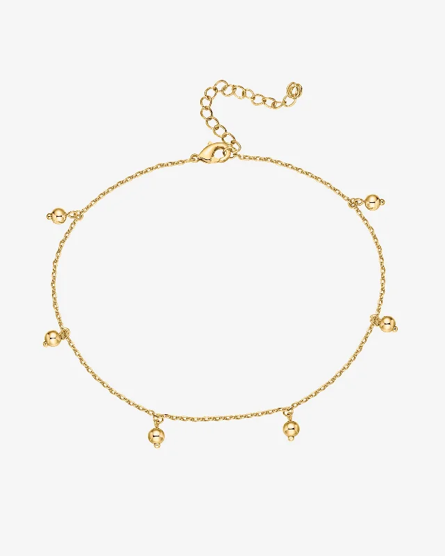 thick gold bracelet for women-Charm Link Round Gold Anklet