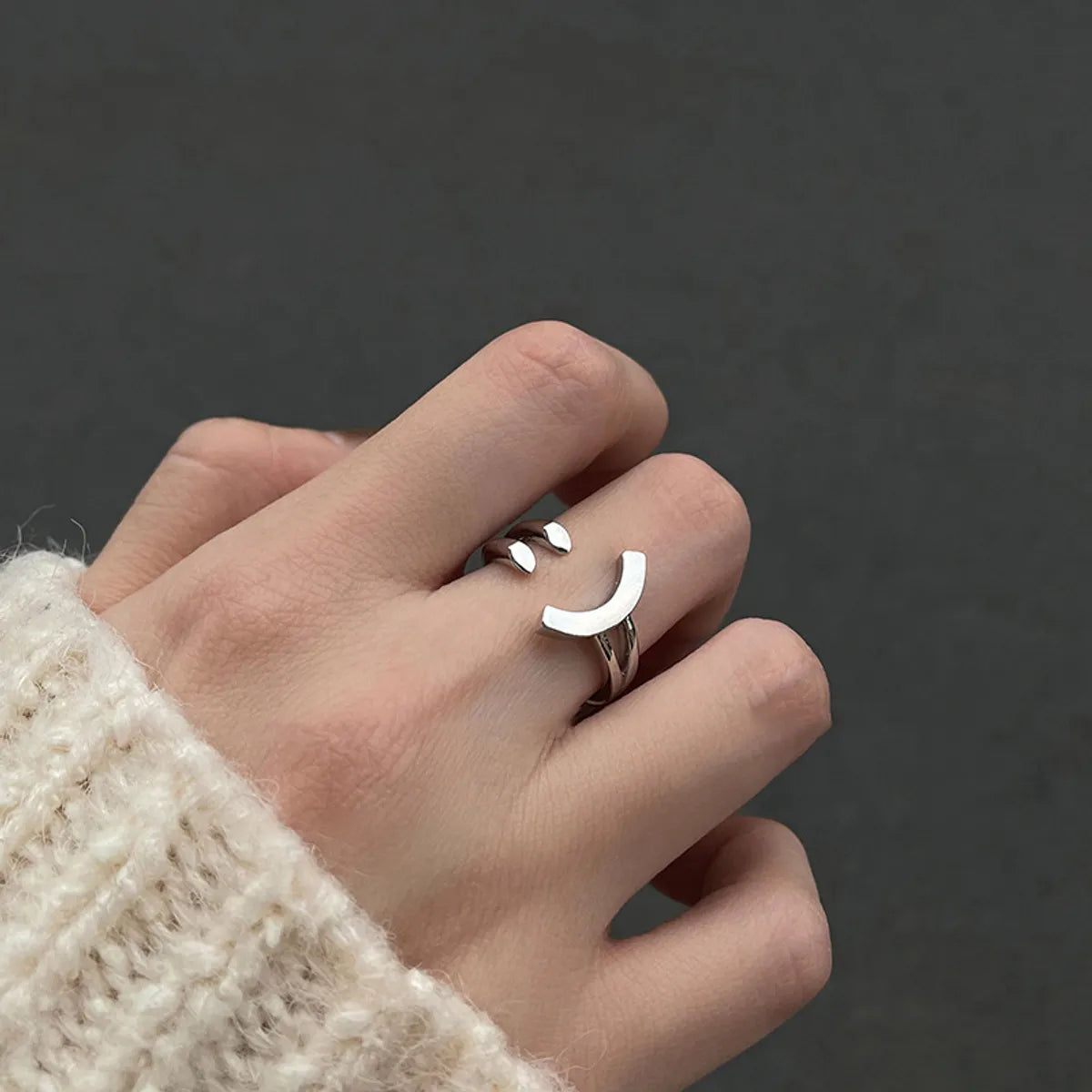 49# Ring-Silver Smile Face