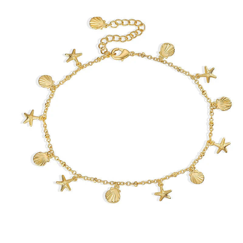 Golden Starfish Shell Anklet