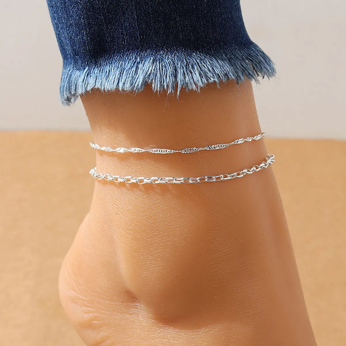 pearl bracelet for women-Fashion Geometric Chain Metal Women'S Anklet