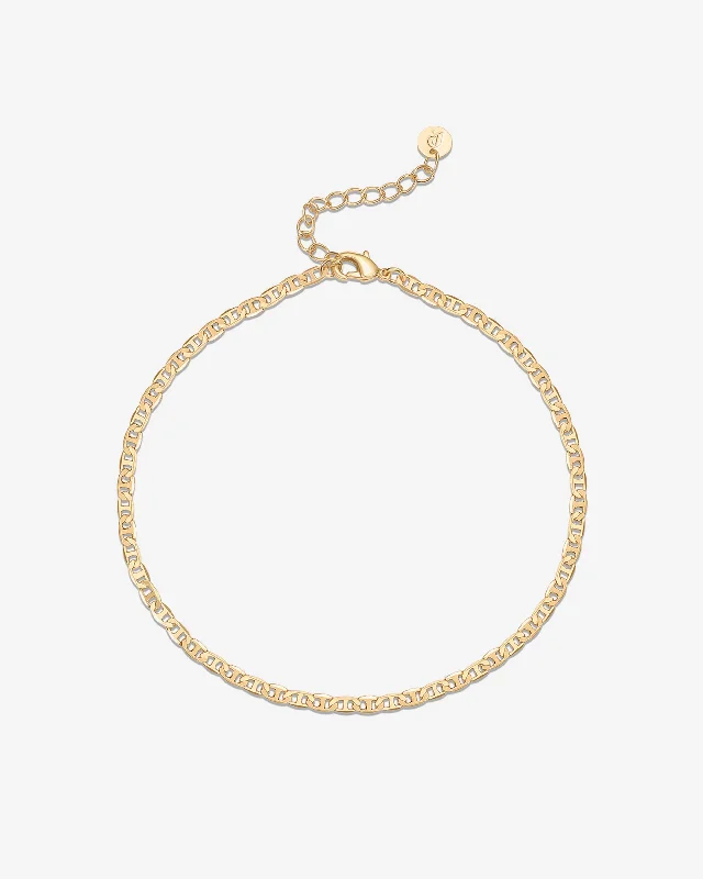 gold cuff bracelet for women-Flat Mariner Anklet