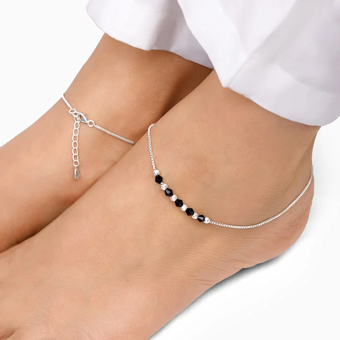 chunky charm bracelet for women-Silver Gypsy Gleams Anklet