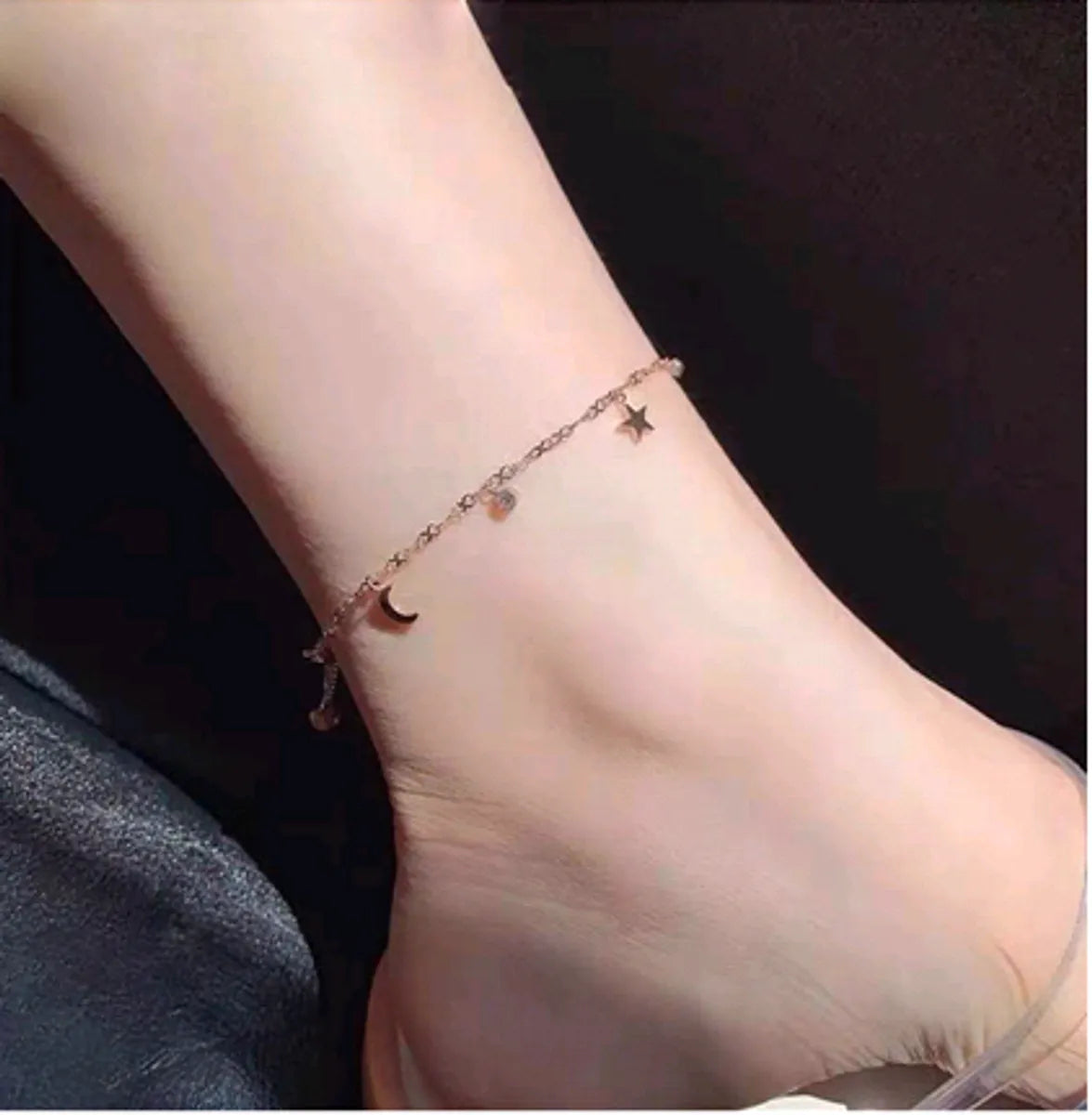 diamond anklet for women-Korean Star And Moon Titanium Steel Anklet