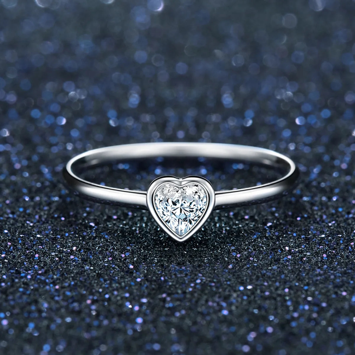 sleek rings for women-Sweet Simple Style Heart Shape Sterling Silver Plating Inlay Zircon Rhodium Plated Rings