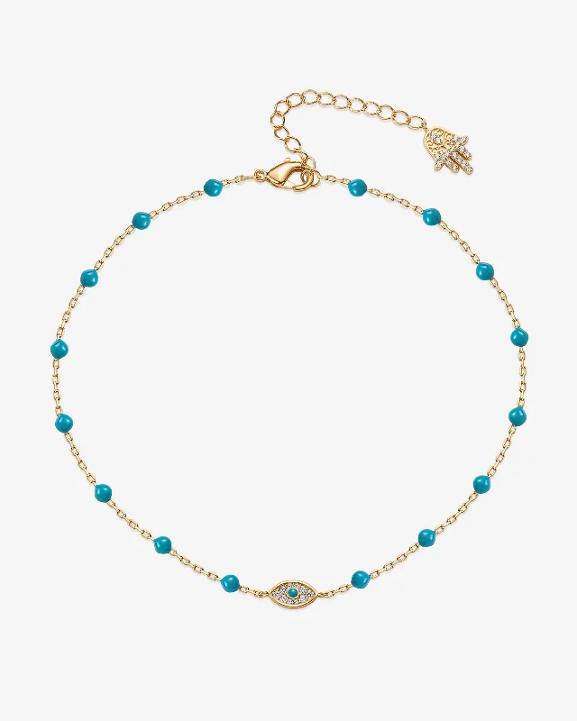 tropical anklet for women-Evil Eye & Hamsa Anklet