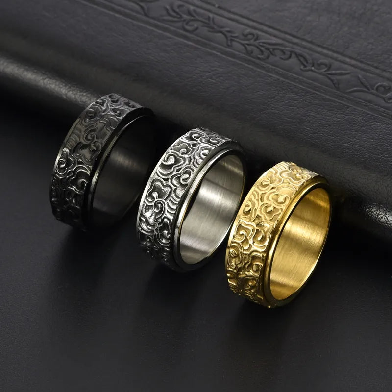 stackable engagement rings for women-Business Hip-Hop Sexy Letter Ethnic 304 Stainless Steel Plating 18K Gold Plated Gold Plated Men'S Wide Band Rings