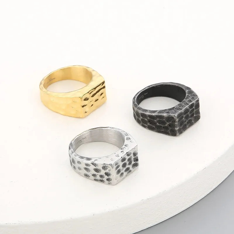 stackable engagement rings for women-Simple Style Solid Color Stainless Steel Polishing 18K Gold Plated Unisex Rings