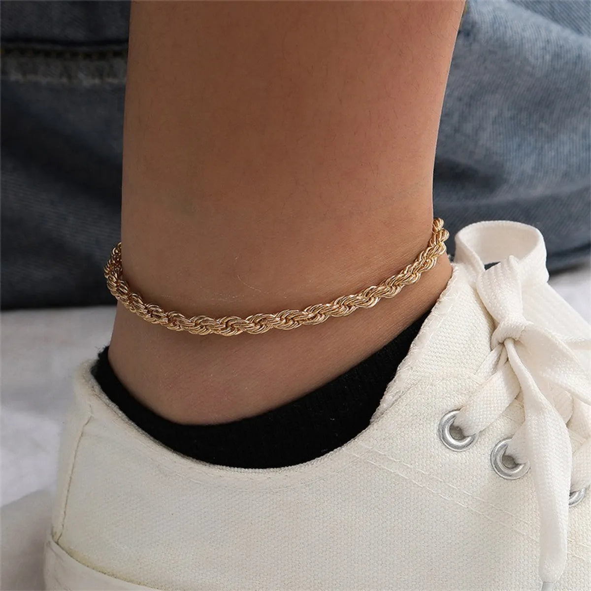 trendy bracelet for women-Fashion Flower 304 Stainless Steel Titanium Steel Plating No Inlaid 14K Gold Plated Women'S Anklet