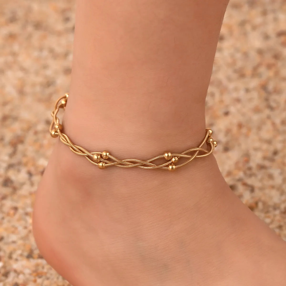 minimalist anklet for women-Hawaiian Tropical Cool Style Solid Color 304 Stainless Steel Plating 18K Gold Plated Women'S Anklet