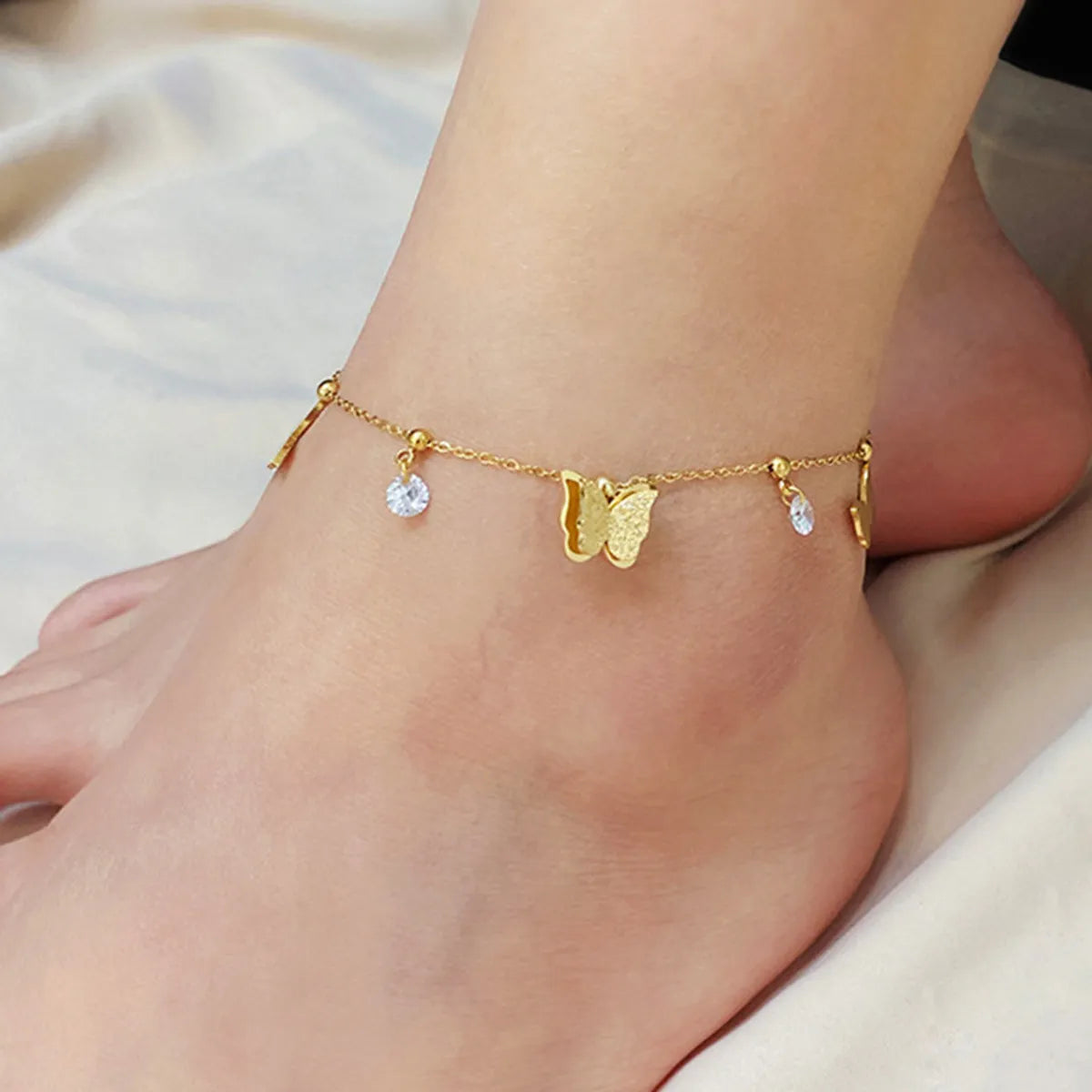 gold bangle anklet for women-1 Piece Fashion Butterfly Stainless Steel Plating Women's Anklet