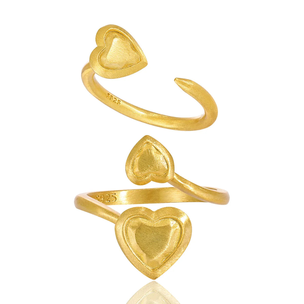 small rings for women-18K Gold Plated Sterling Silver Heart Shape Open Rings