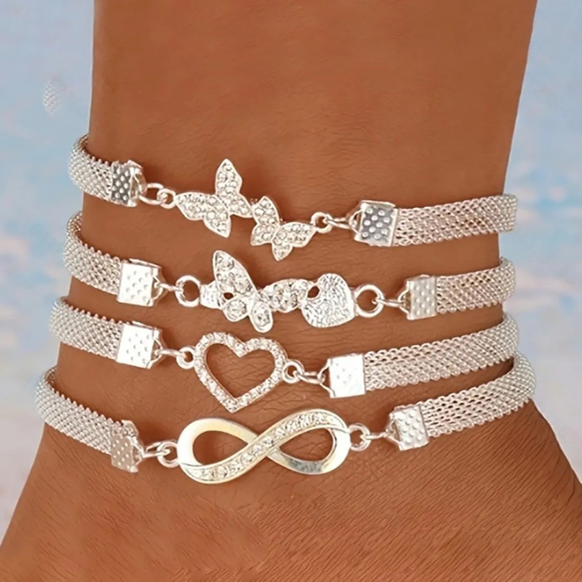 floral anklet for women-Wholesale Jewelry IG Style Vacation Classic Style Infinity Heart Shape Butterfly Alloy Anklet