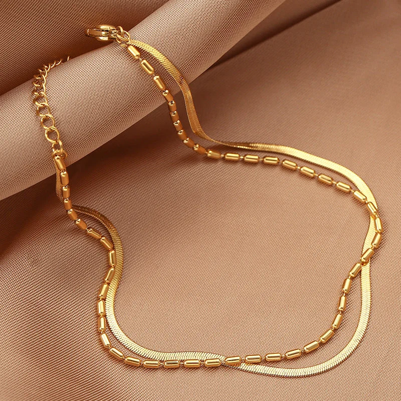 gold-plated bracelet for women-Fashion Geometric Titanium Steel Plating Women's Anklet