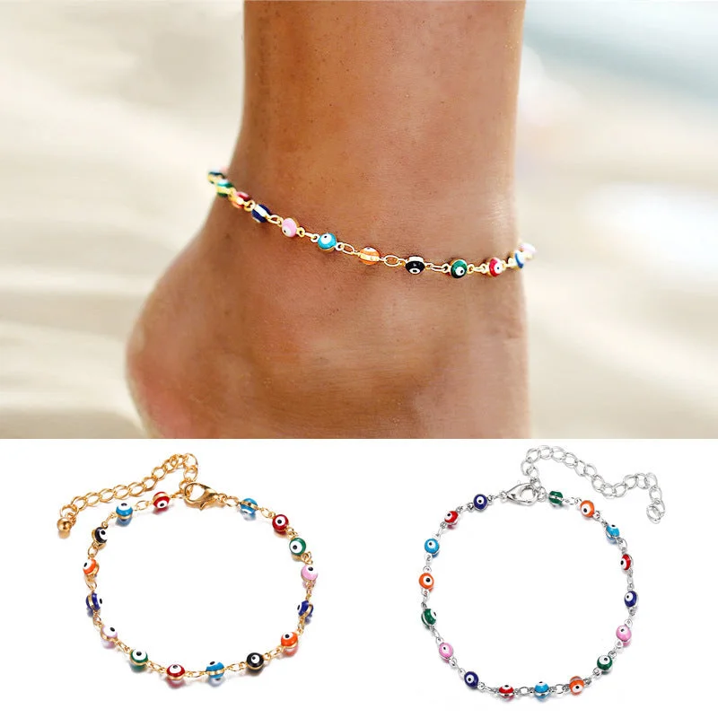 cuff bracelet for women-Novelty Eye Alloy Beaded Plating Anklet 1 Piece