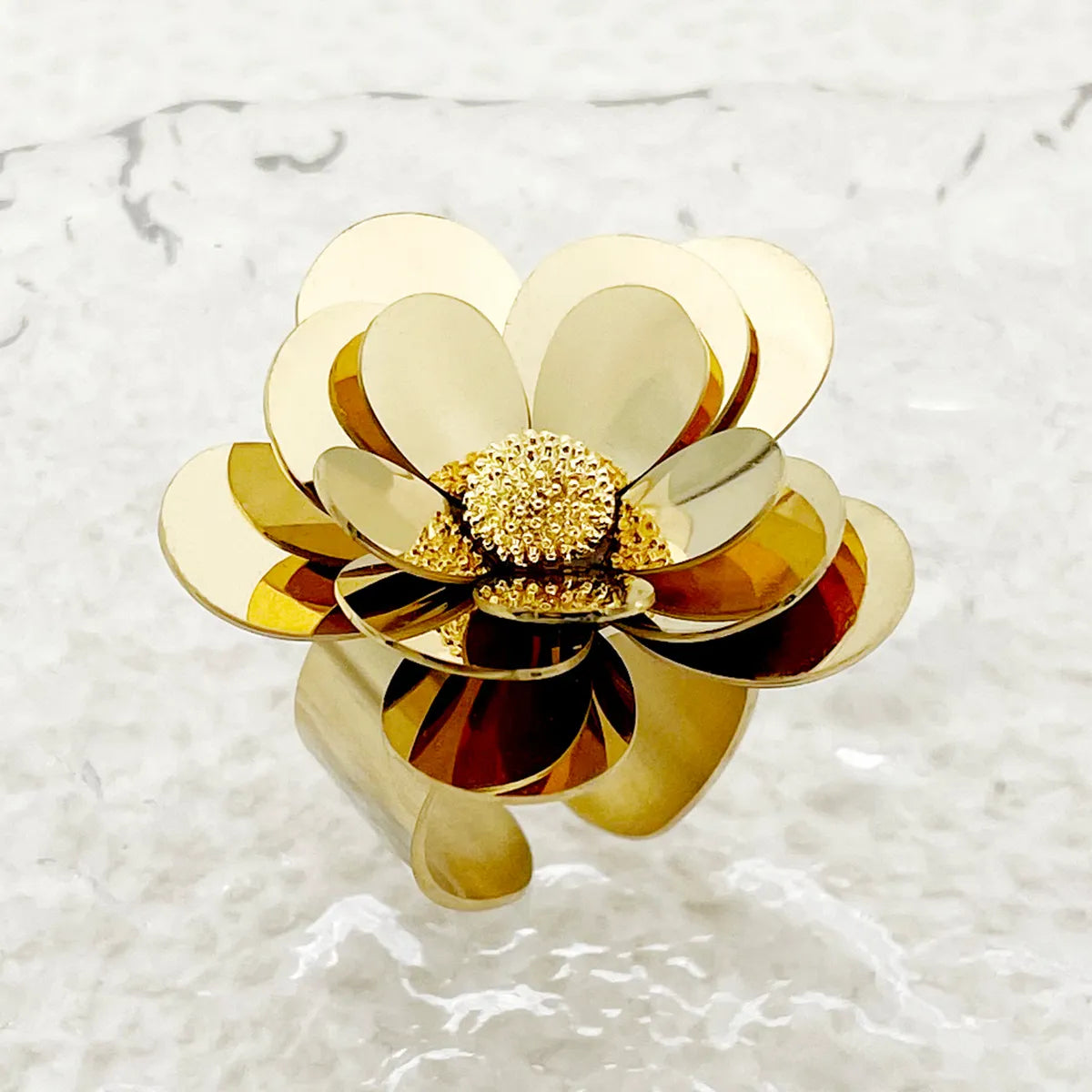 classic rings for women-Vintage Style Commute Flower Stainless Steel Plating Gold Plated Open Rings