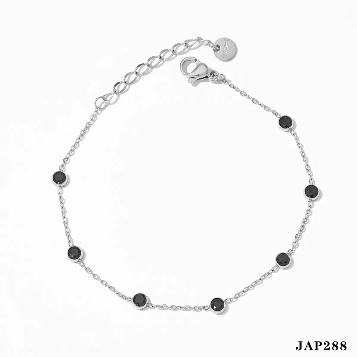 Silver Black Diamond Anklet