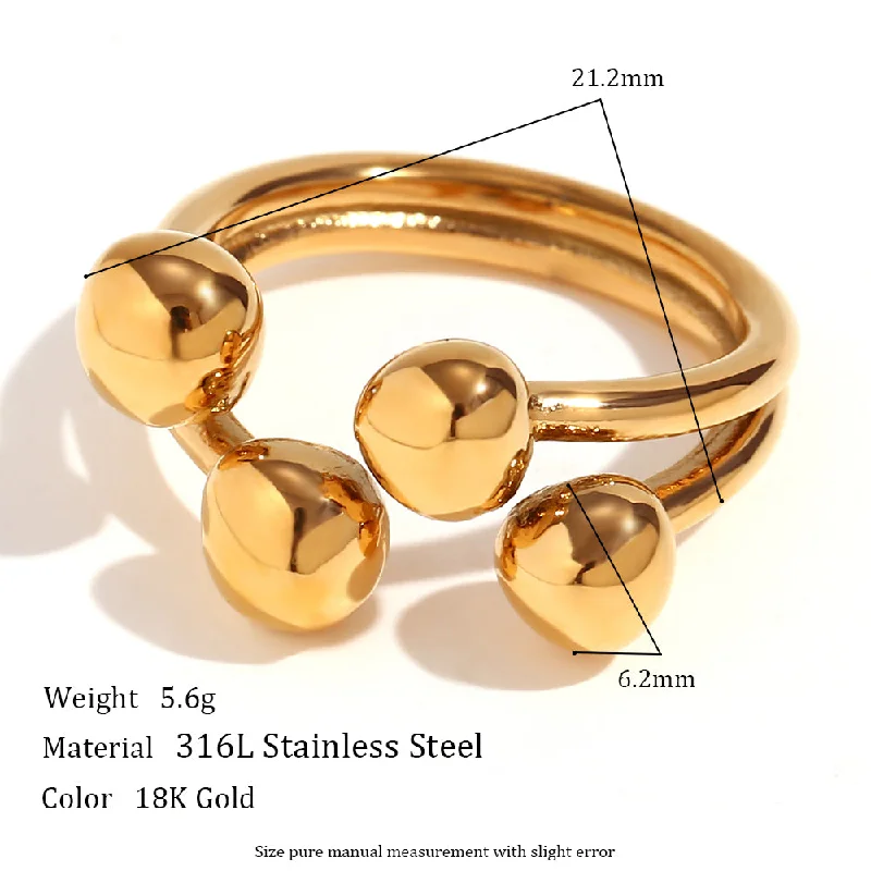 Creative Opening round Flower Heart Ring-Gold