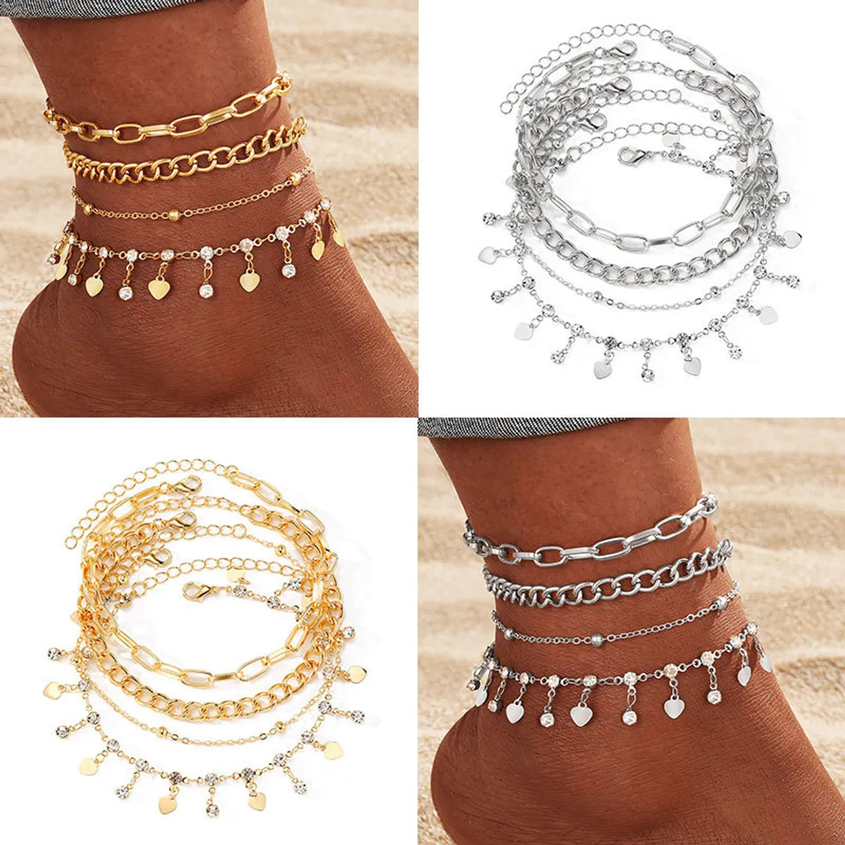 pearl anklet for women-Wholesale Jewelry Hawaiian Vacation Heart Shape Alloy Anklet