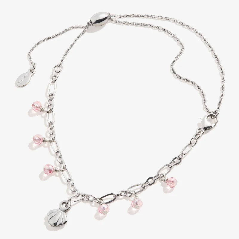 sterling silver bracelet for women-Seashell Beaded Pull Chain Anklet