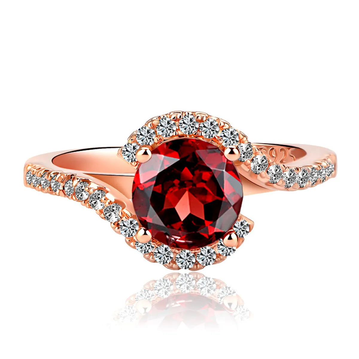 large rings for women-Fashion Classic Copper Plated Rose Gold Micro-Set Zircon Ring Wholesale