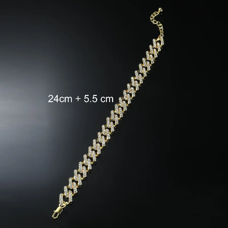 thin anklet for women-Hip-hop Solid Color Alloy Inlay Rhinestones Men's Anklet