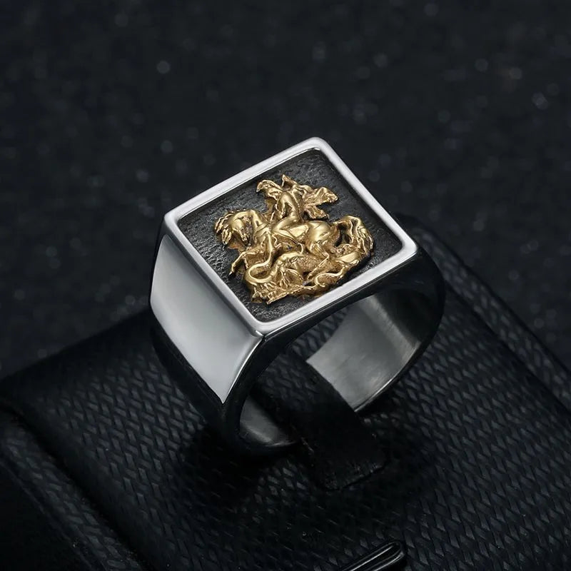 stackable gold rings for women-Baroque Style Human Animal Dragon Stainless Steel Asymmetrical Plating Men'S Rings