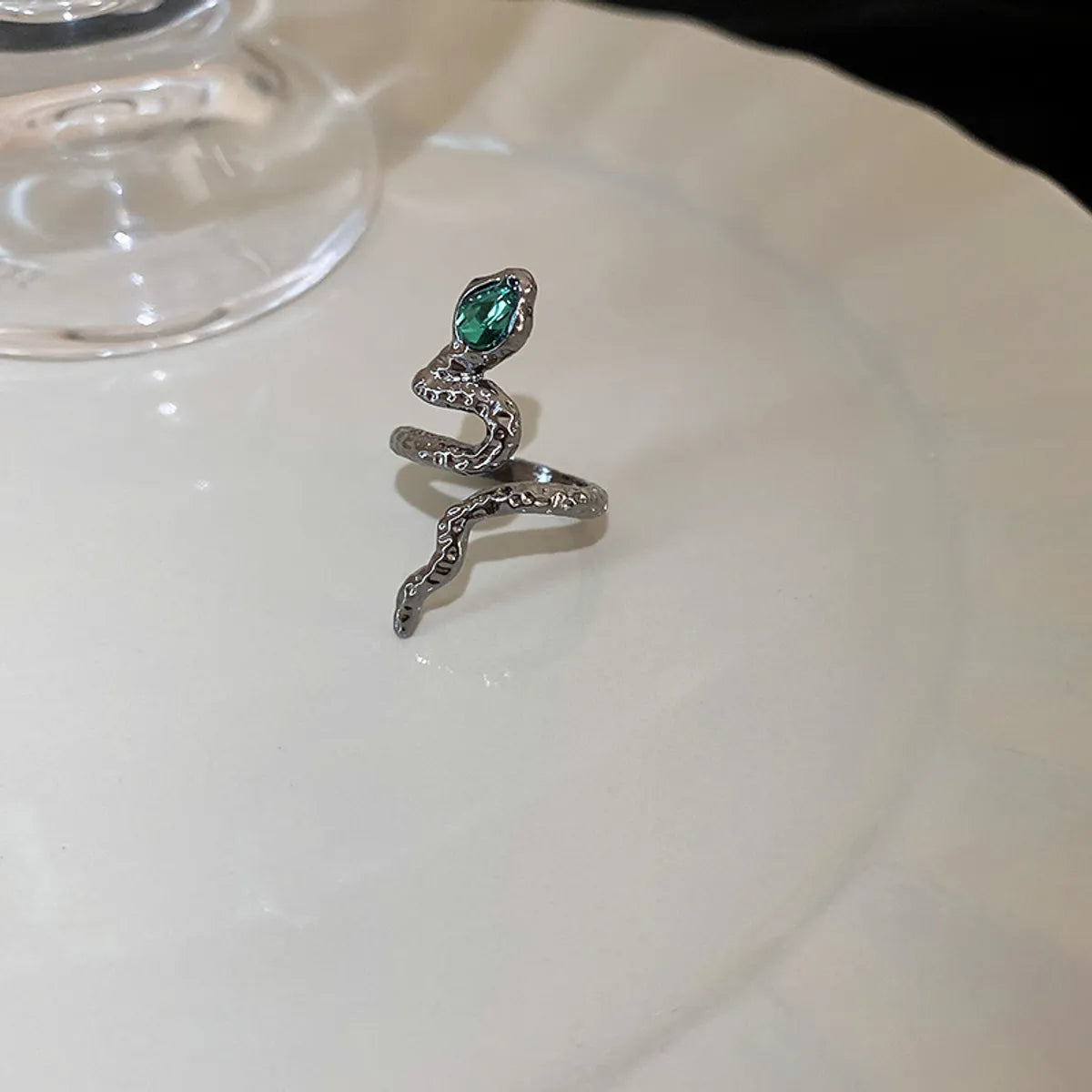 47# Open Ring-Emerald Diamond Snake-Shaped