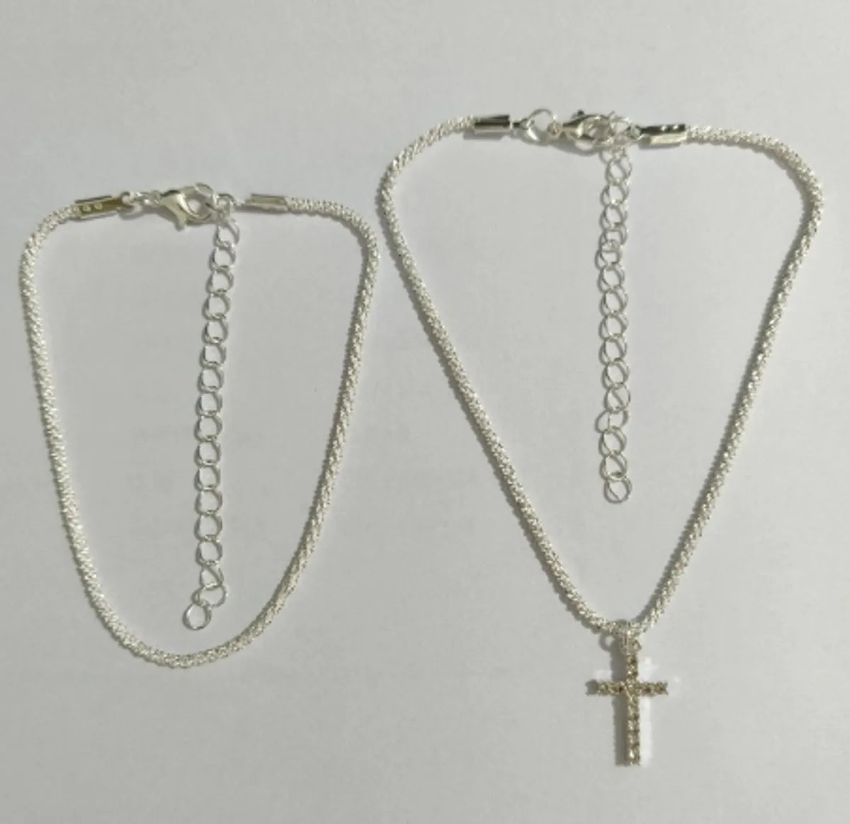 Two Diamond Cross Anklets